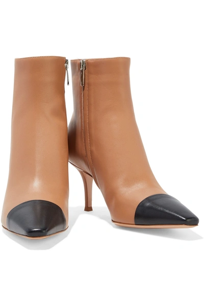 Gianvito Rossi Lucy Two-tone Leather Ankle Boots In Neutral