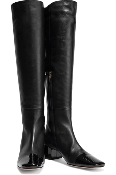 Gianvito Rossi Watts 45 Smooth And Patent-leather Knee Boots In Black