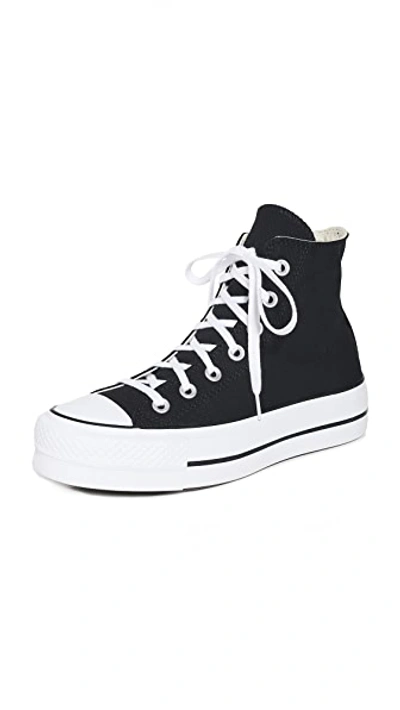 Converse Chuck Taylor All Star Lift High Top Sneakers In Black/white/white