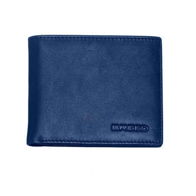 Breed Locke Genuine Leather Bi-fold Wallet - Navy