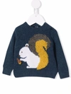Il Gufo Sweater With 3d Squirrel Motif In Blue