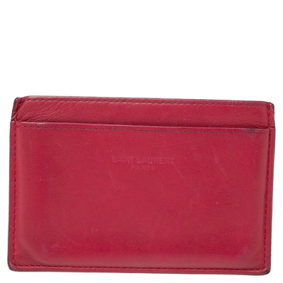 Pre-owned Saint Laurent Fuchsia Leather Card Holder In Pink