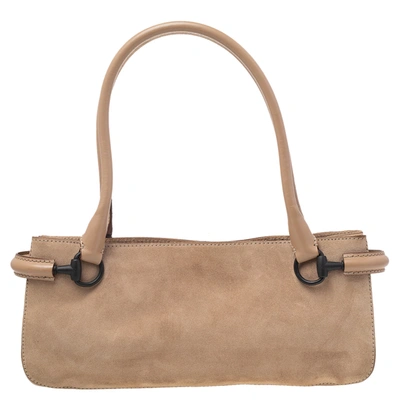 Pre-owned Gucci Beige Suede And Leather Shoulder Bag