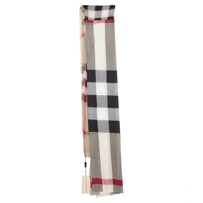 Pre-owned Burberry Beige Check Print Silk Modal Layered Scarf