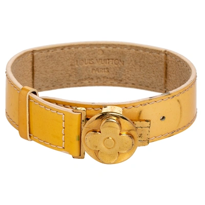 Pre-owned Louis Vuitton Pale Yellow Monogram Vernis Leather Good Luck Bracelet