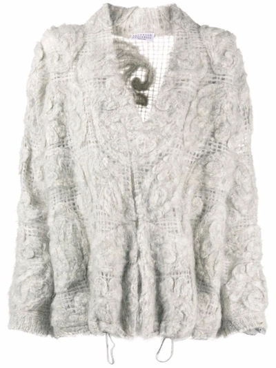 Brunello Cucinelli Paisley Open-knit Cardigan In White