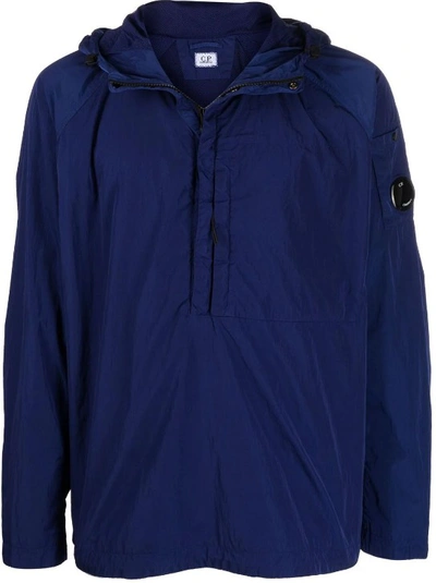 C.p. Company Blue Hooded Pull-over Jacket