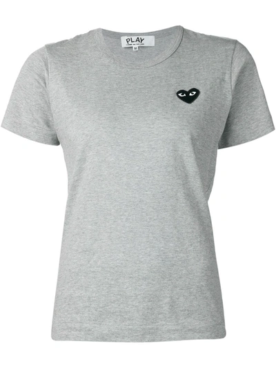 Comme Des Garçons Play Comme Des Garcons Play Grey And Black Small Heart Patch T-shirt