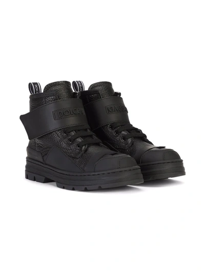 Dolce & Gabbana Kids' Ankle Biker Boots In Black