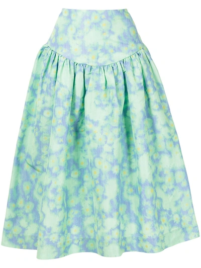 Molly Goddard Alessia Floral-print Midi Skirt In Green