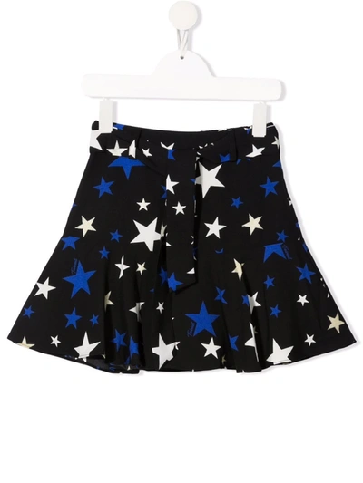 Twinset Kids' Star-print Flared Skirt In Black
