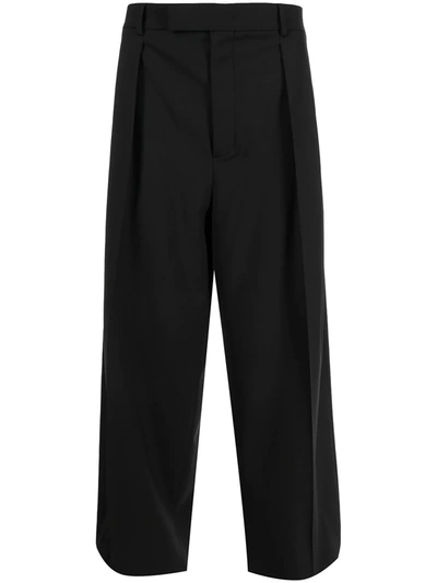 Valentino Pleat-detail Wide-leg Trousers In Black