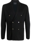 Dell'oglio Double-breasted Merino Wool Blazer In Black
