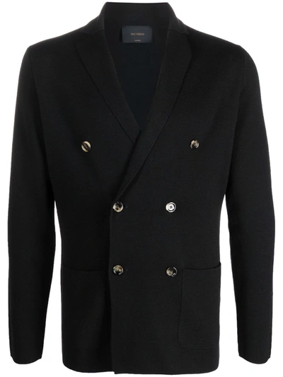 Dell'oglio Double-breasted Merino Wool Blazer In Black