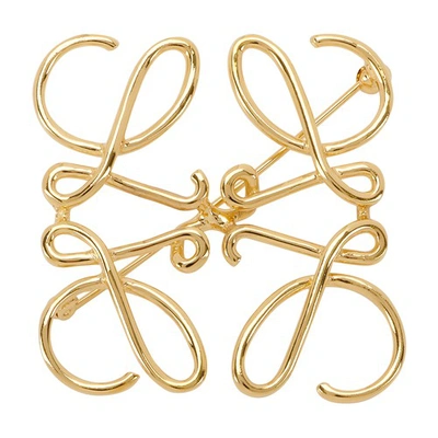 Loewe Anagram Brooch In Gold