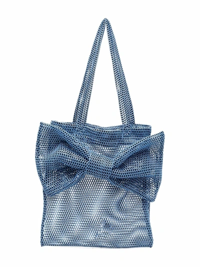Wauw Capow By Bangbang Kids' Big Bow Shoulder Bag In Blue