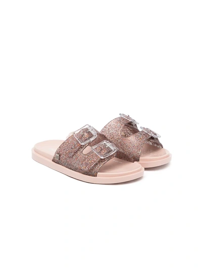 Mini Melissa Kids' Glittered Buckle-strap Sandals In Pink
