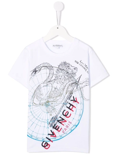 Givenchy Kids' Lion Astral 印花t恤 In White