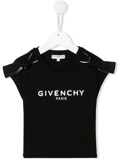 Givenchy Kids' Bow-embellished Cotton T-shirt In Black