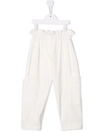 Brunello Cucinelli Teen Belted High Waisted Trousers In White