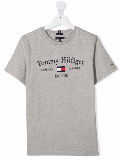 Tommy Hilfiger Junior Teen Logo Print Cotton T-shirt In Grey