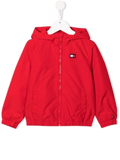 Tommy Hilfiger Junior Kids' Embroidered-logo Hooded Jacket In Red