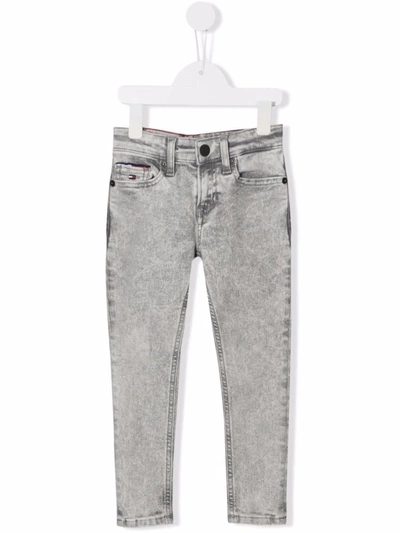 Tommy Hilfiger Junior Kids' Stonewashed Slim-fit Jeans In Grey