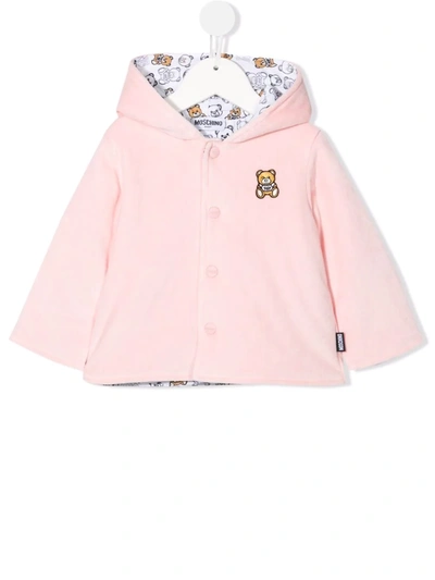 Moschino Babies' Teddy Zip-up Hoodie In Pink