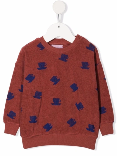 Bobo Choses Babies' Tea Cup-motif Organic-cotton Sweatshirt In Red