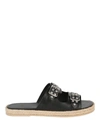 SAINT LAURENT STUDDED ESPADRILLE SLIDE SANDALS