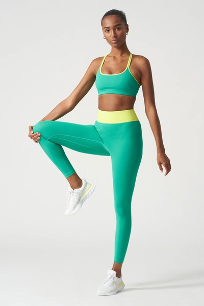 All Access Center Stage Neon Stretch Leggings In Court Green/limeade