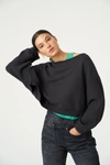 R13 Off The Shoulder Patti Sweatshirt In Washed Black