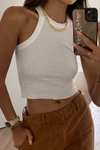 Wsly The Rivington Ribbed Cropped Tank In White
