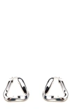 Bottega Veneta Twisted Triangle Hoop Earrings In Silver