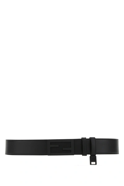 Fendi Baguette Logo Plaque Belt In Black