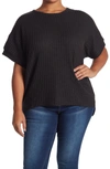 Melloday Dolman Sleeve Ribbed Knit Top In Black