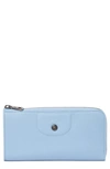 Longchamp Leather 3/4 Zip Wallet In Blue