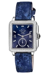 Gevril Gv2  Bari Diamond Dial Leather Strap Watch, 37mm, .09 Ctw In Blue