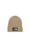 The North Face Tnf Logo Box Cuffed Beanie In Flax