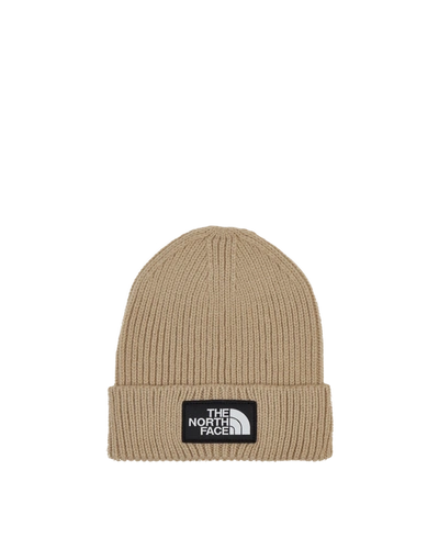 The North Face Tnf Logo Box Cuffed Beanie In Flax