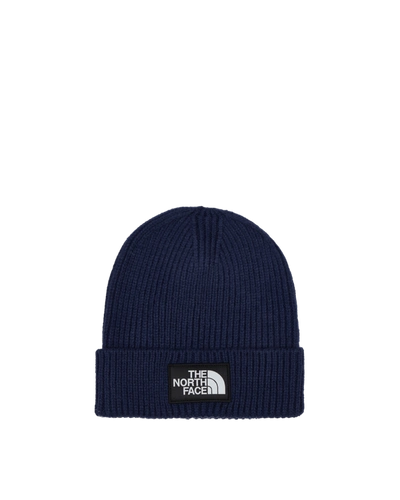 The North Face Logo Box Cuffed Beanie In Tnf Navy