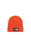 The North Face Tnf Logo Box Cuffed Beanie In Red Orange