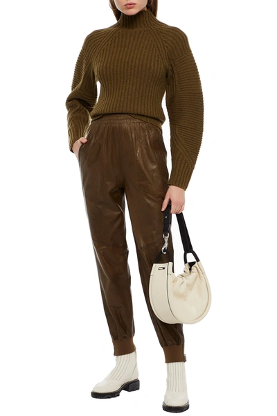 Rag & Bone Oakes Ribbed Wool Turtleneck Jumper In Army Green