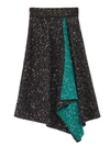 LOEWE BLACK AND GREEN SEQUIN KNIT SKIRT IN WOOL MOHAIR