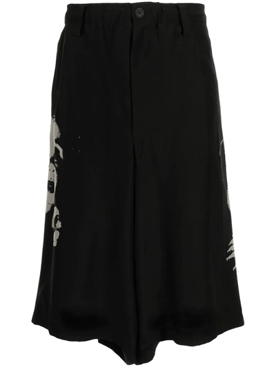 Yohji Yamamoto Graphic-print Midi Skirt In Schwarz