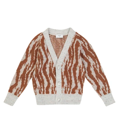 Paade Mode Kids' Jacquard Wool And Cotton-blend Cardigan In Multicoloured