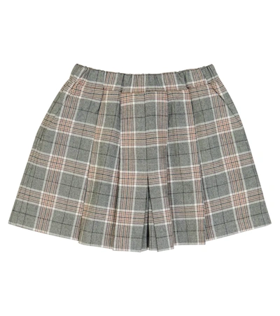 Paade Mode Kids' Checked Cotton And Cashmere Skort In Multicoloured