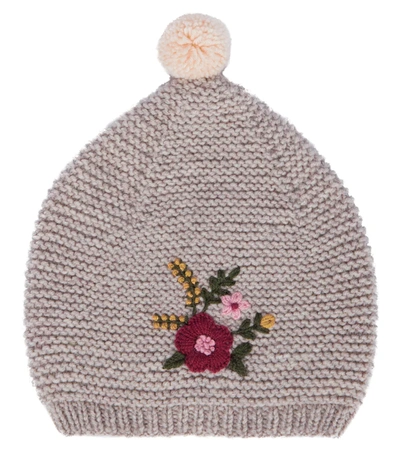 Caramel Kids' Thyone Embroidered Beanie In Beige