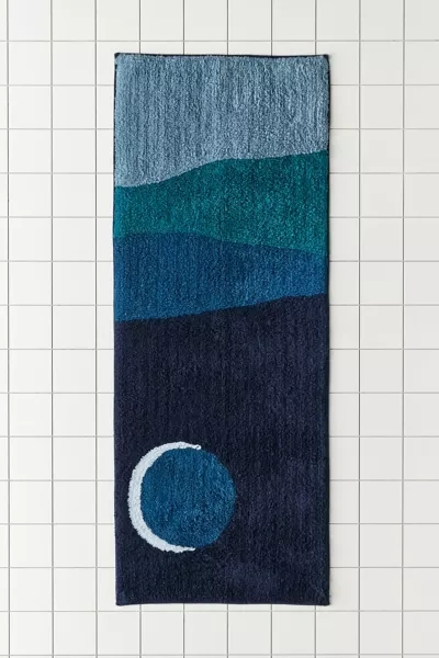Urban Outfitters Crescent Moon Runner Bath Mat In Teal
