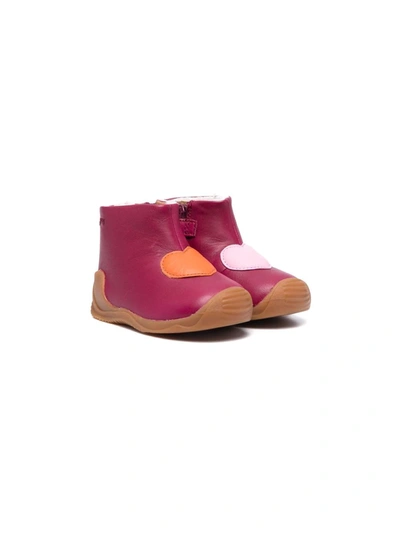 Camper Babies' Heart-motif Leather Wellies In 粉色